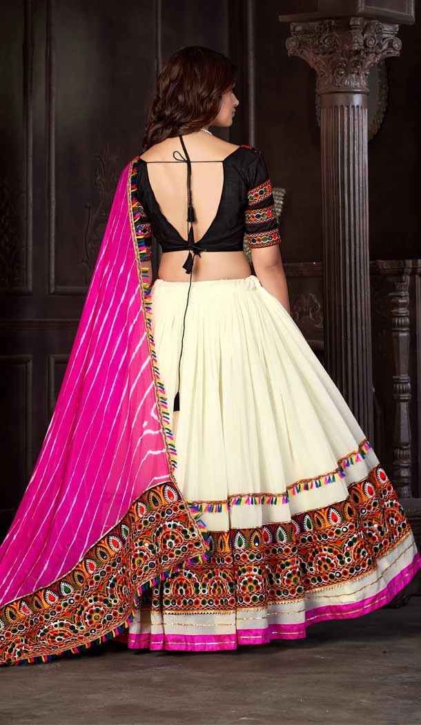 Navratri Occasion Georgette Embroidery Work Lehenga Choli in Black -7474176435