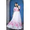 White Color Chinnon Digital Print Work Casual Wear Heavy Readymade Gown - 7057174032