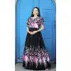 Black Color Chinnon Digital Print Work Casual Wear Heavy Readymade Gown - 7057174033