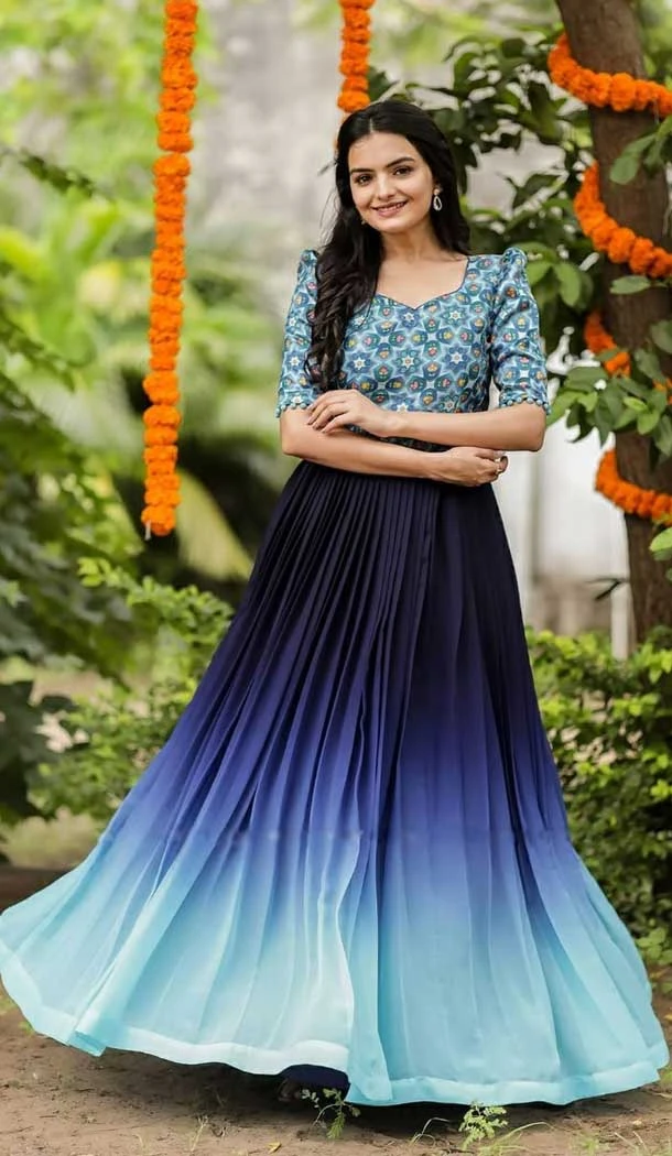 Multi Color Faux Georgette Digital Print Work Casual Wear Heavy Readymade Gown - 7057174034