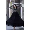 Black Color Faux Blooming Embroidered Work Casual Wear Heavy Readymade Gown - 7057174035