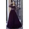 Wine Color Faux Blooming Embroidered Work Casual Wear Heavy Readymade Gown - 7057174036