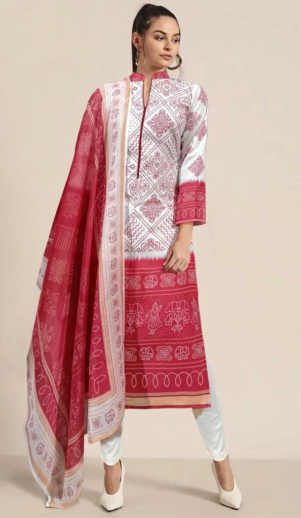 Party Wear Red Color Poly Rayon Digital Print Work Readymade Salwar Suit - 7089174240
