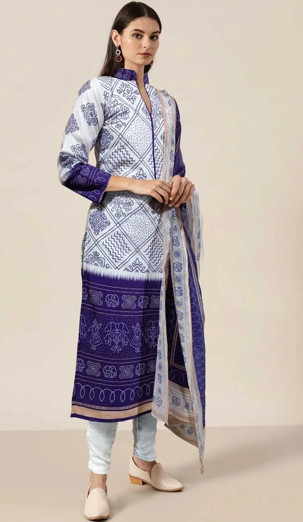 Blue Color Party Wear Poly Rayon Digital Print Work Readymade Salwar Suit - 7089174244