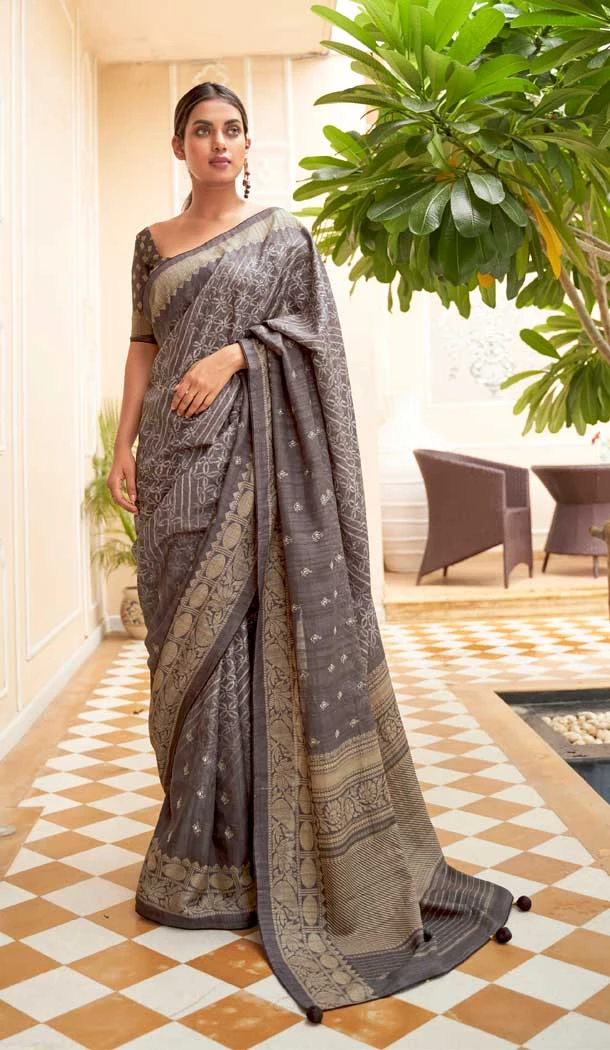 Grey Color Soft Khadi Silk Jacquard Work Function Wear Saree Blouse - 7083174212 Grey Color Soft Khadi Silk Jacquard Work Function Wear Saree Blouse - 7083174212