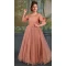 Peach Color Soft Net Sequence Work Function Wear Designer Girl's Gown - 7113174365