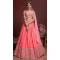 Peach Color Organza Silk Heavy Embroidery Wedding Wear Designer Lehenga Choli - 7132174460
