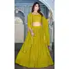 Party Wear Georgette Sequence Embroidery Work Designer Lehenga Choli In Mehendi Color - 7134174470
