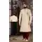 Ethnic Style with our Impeccable Cream Plus Size Banarasi Jacquard Sherwani for Men -7917179009