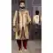 Cream Color Banarasi Jacquard Bridal Groom Wedding Wear Men Sherwani -7917179010