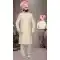 Timeless Elegance our Ethnic Cream Banarasi Jacquard Plus Size Wedding Sherwani for Men -7917179014