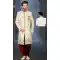 The Perfect Blend of Tradition Wearing our Ethnic Cream Plus Size Banarasi Wedding Sherwani for Men -7917179026