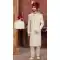 Elevate Your Wedding Style with the Exquisite Ethnic Cream Plus Size Banarasi Jacquard Sherwani for Men -7917179030