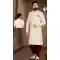 Charm on Your Big Day with our Suave Ethnic Cream Plus Size Banarasi Jacquard Sherwani for Men -7917179031