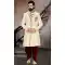 Party like a prince in our Banarasi Jacquard Cream Sherwani - The epitome of wedding style and tradition -7916178998