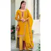 Embroidery Work Georgette Yellow Color Function Wear Palazzo Salwar Suit - 7217174924