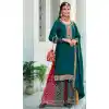 Embroidery Work Georgette Aqua Blue Color Function Wear Palazzo Salwar Suit - 7217174926