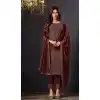 Brown Color Cationic Georgette Embroidery Work Traditional Festival Wear Salwar Suit  - 7222174951