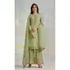 Traditional Festival Wear Pista Color Soft Organza Embroidery Work Palazzo Salwar Suit - 7223174953