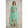Traditional Festival Wear Mint Color Soft Organza Embroidery Work Palazzo Salwar Suit - 7223174956