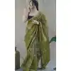 Mehendi Green Color Pure Organza Digital Floral Printed Chikankari Work Party Wear Saree - 7260175136