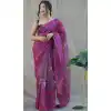 Magenta Color Pure Organza Digital Floral Printed Chikankari Work Party Wear Saree - 7260175138