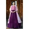 Festival Wear Chinon Sequins Print Work Readymade Gown With Dupatta In Purple - 7265175170