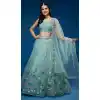 Turquoise Blue Color Net Sequins And Zari Work Designer Party Wear Lehenga Choli - 7267175176