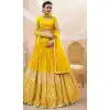 Yellow Color Georgette Sequins Embroidery Work Designer Wedding Wear Lehenga Choli - 7275175218