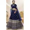 Navy Blue Color Georgette Sequins Embroidery Work Designer Wedding Wear Lehenga Choli - 7275175222