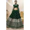 Green Color Georgette Sequins Embroidery Work Designer Wedding Wear Lehenga Choli - 7275175223