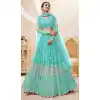 Sky Blue Color Georgette Sequins Embroidery Work Designer Wedding Wear Lehenga Choli - 7275175224