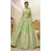 Pista Color Georgette Sequins Embroidery Work Designer Wedding Wear Lehenga Choli - 7275175226