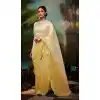 Designer Party Wear Organza Silk Swarovski Stone Work Saree In Light Yellow - 7224174959