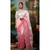 Designer Party Wear Organza Silk Swarovski Stone Work Saree In Light Pink - 7224174960