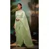 Designer Party Wear Organza Silk Swarovski Stone Work Saree In Pista - 7224174961