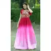 Party Wear Faux Blooming Multi Embroidery Work Readymade Gown In Pink - 7286175303