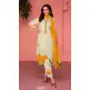 Faux Georgette Traditional Festival Wear Embroidery Work Salwar Suit In Cream - 7293175350