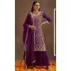 Traditional Party Wear Faux Georgette Embroidery Work Sharara Suit In Purple - 7294175353