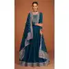 Party Wear Teal Color Premium Silk Embroidery Work Anarkali Salwar Suit - 7312175442