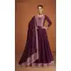 Party Wear Purple Color Premium Silk Embroidery Work Anarkali Salwar Suit - 7312175443