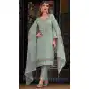 Festival Wear Viscose Silk Embroidery Work Pakistani Salwar Suit In Grey - 7315175459