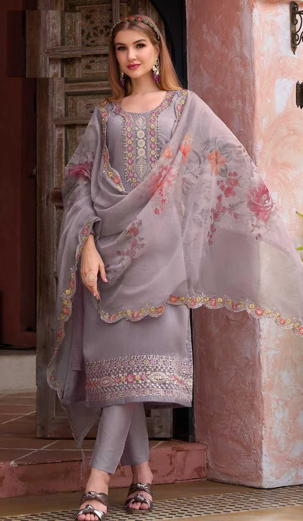 Festival Wear Viscose Silk Embroidery Work Pakistani Salwar Suit In Purple - 7315175460