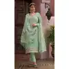 Festival Wear Viscose Silk Embroidery Work Pakistani Salwar Suit In Light Green- 7315175461