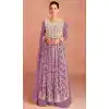 Faux Georgette Purple Color Embroidery Work Function Wear Palazzo Salwar Suit - 7339175650