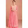 Faux Georgette Pink Color Embroidery Work Function Wear Palazzo Salwar Suit - 7339175652