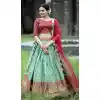 Traditional Function Wear Kanjivaram Pattu Silk Zari Weaving Work Lehenga Choli In Green - 7359175748