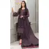 Faux Georgette Embroidery Work Wine Color Function Wear Salwar Kameez - 7356175741
