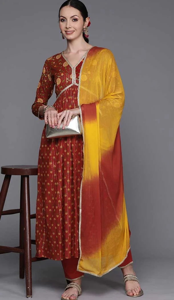 Maroon Color Pure Cotton Printed Work Party Wear Readymade Salwar Suit - 7362175769