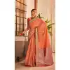 Peach Color Banarasi Silk Weaving Work Designer Function Wear Saree - 7652177421
